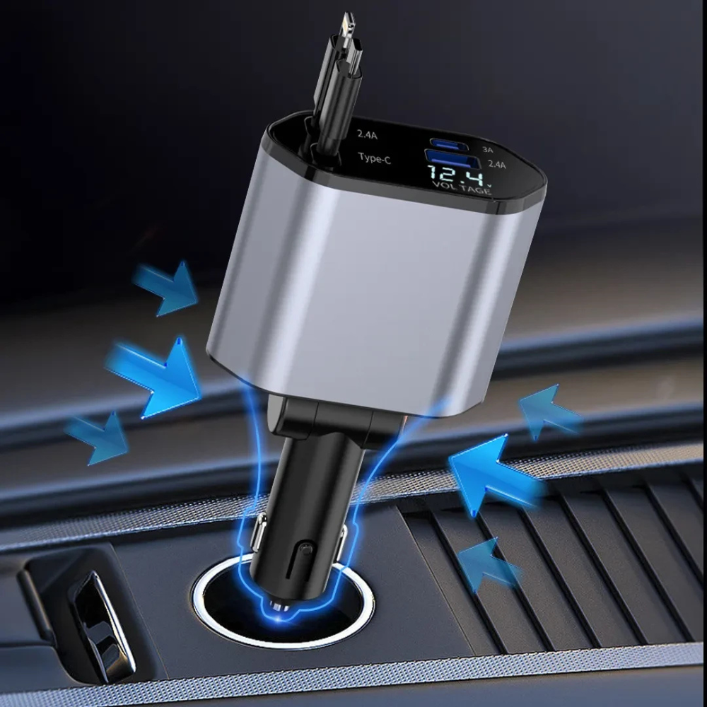 Voltigo™ 4-in-1 Retractable Fast Car Charger